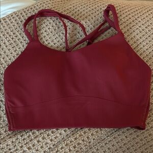 Women's Red Strappy Sports Bra